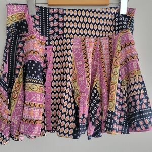 RAGA Pink Mini A-line Skirt with Pleated and Tiered Design for Casual Wear